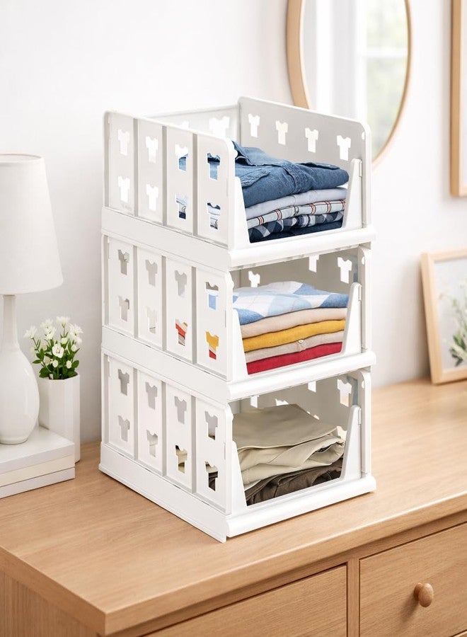 Oblivion Wardrobe Organizer for Storage - 3 Layer Stackable Multifunctional Foldable Drawer Shelf Basket Rack for Clothes, Kitchen, Pantry, Closet, Bedroom, Bathroom & Laundry Utility Cart (Pack of 1) - Image 1